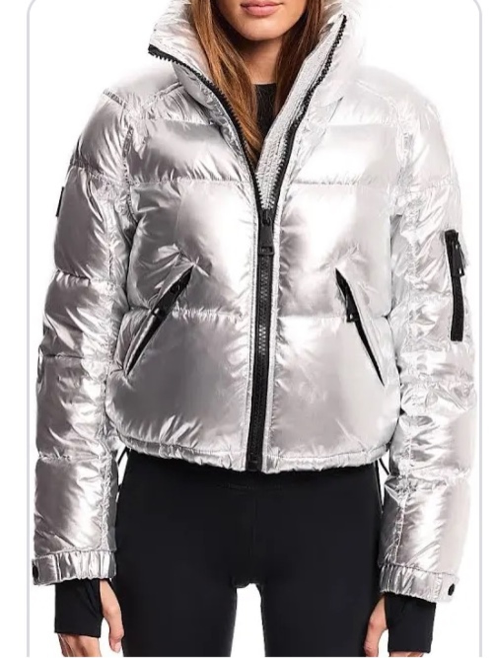 SAM Women’s Metallic Silver Puffer Jacket